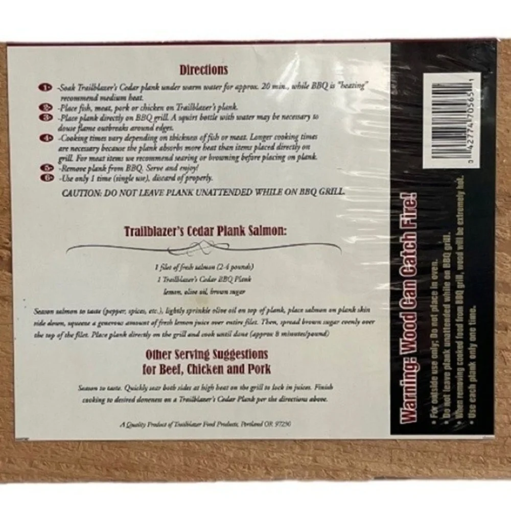 Cedar Cooking Planks Trailblazer Pack Set of 2 Super Premium 15x7 Grill Oven NWT